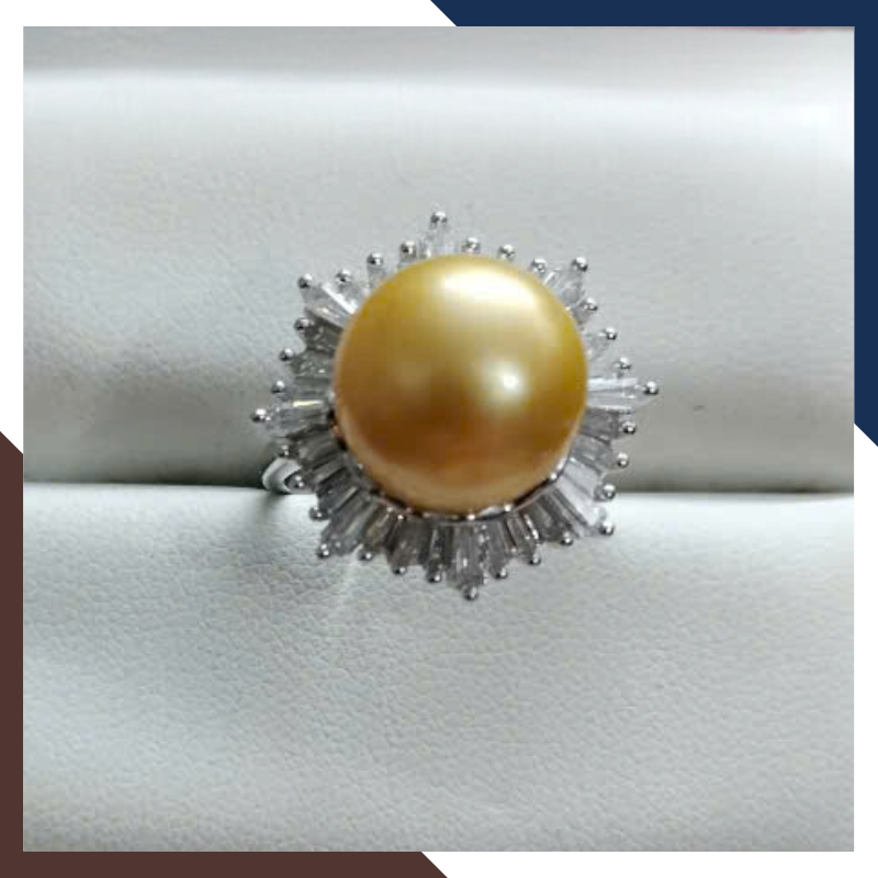 Nhẫn Ngọc Trai 13MM Màu Vàng Cho Nữ Đẹp NNT29 | Ngọc Trai Thật