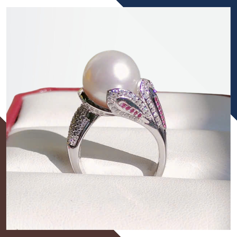 Nhẫn Ngọc Trai Thật 12MM Hình Con Công Đẹp Cho Nữ NNT37