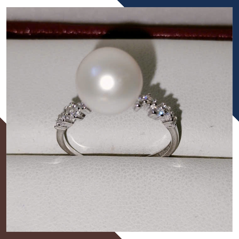 Nhẫn Ngọc Trai Thật Đẹp Cho Nữ Bằng Bạc Ý 925 Xi Bạch Kim NNT31