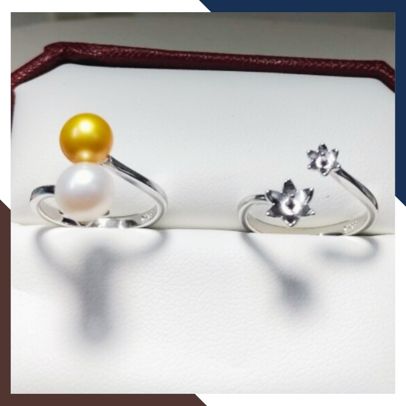 Nhẫn ngọc trai 2 màu trắng - vàng