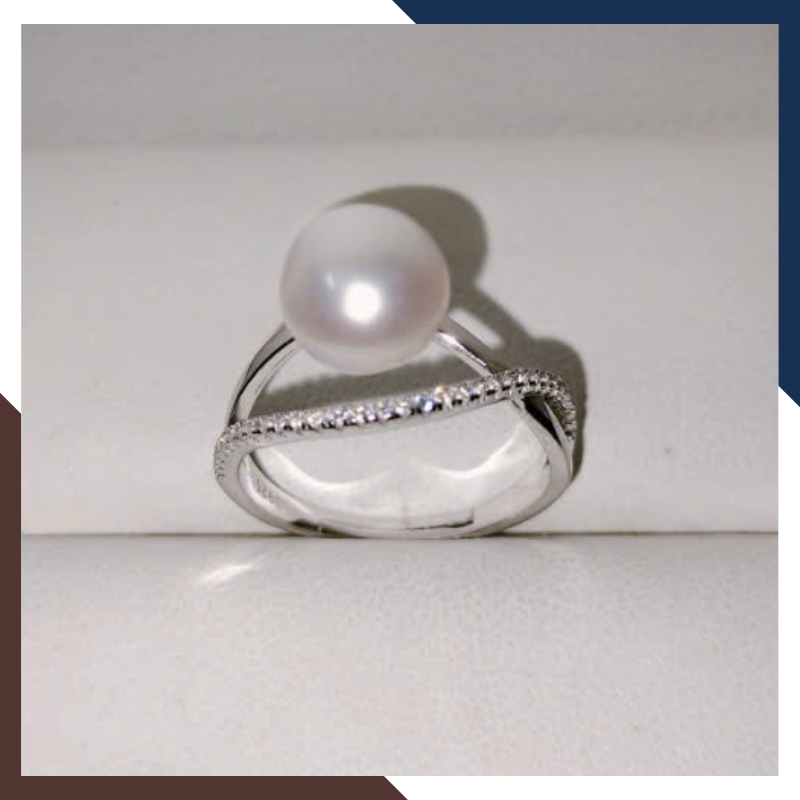 Nhẫn Ngọc Trai Thật Thân Đan Chéo Đẹp Trẻ Trung NNT36