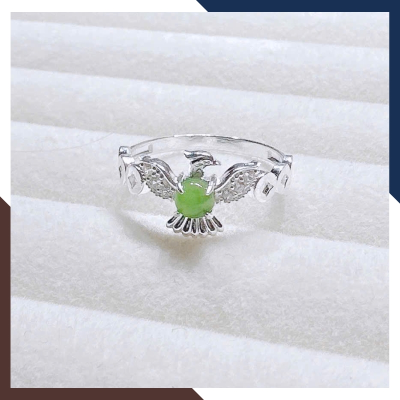 Nhẫn Phượng Hoàng Bạc 925 NB01 – Đính Đá Tự Nhiên Hợp Mệnh