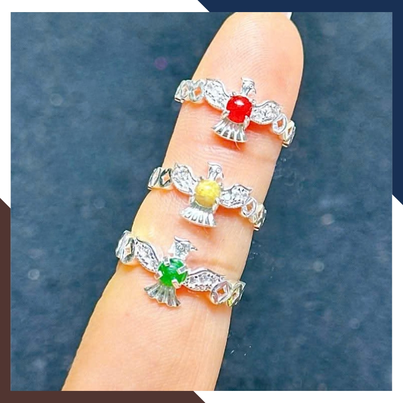 Nhẫn Phượng Hoàng Bạc 925 NB01 – Đính Đá Tự Nhiên Hợp Mệnh
