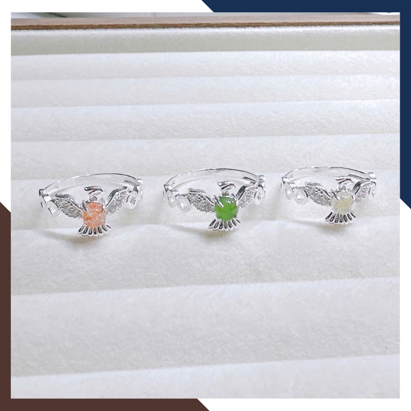 Nhẫn Phượng Hoàng Bạc 925 NB01 – Đính Đá Tự Nhiên Hợp Mệnh