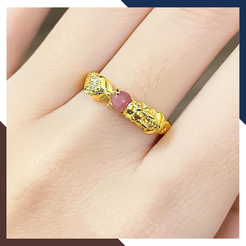 Nhẫn kim tiền lộc nhất duyên vàng 10k