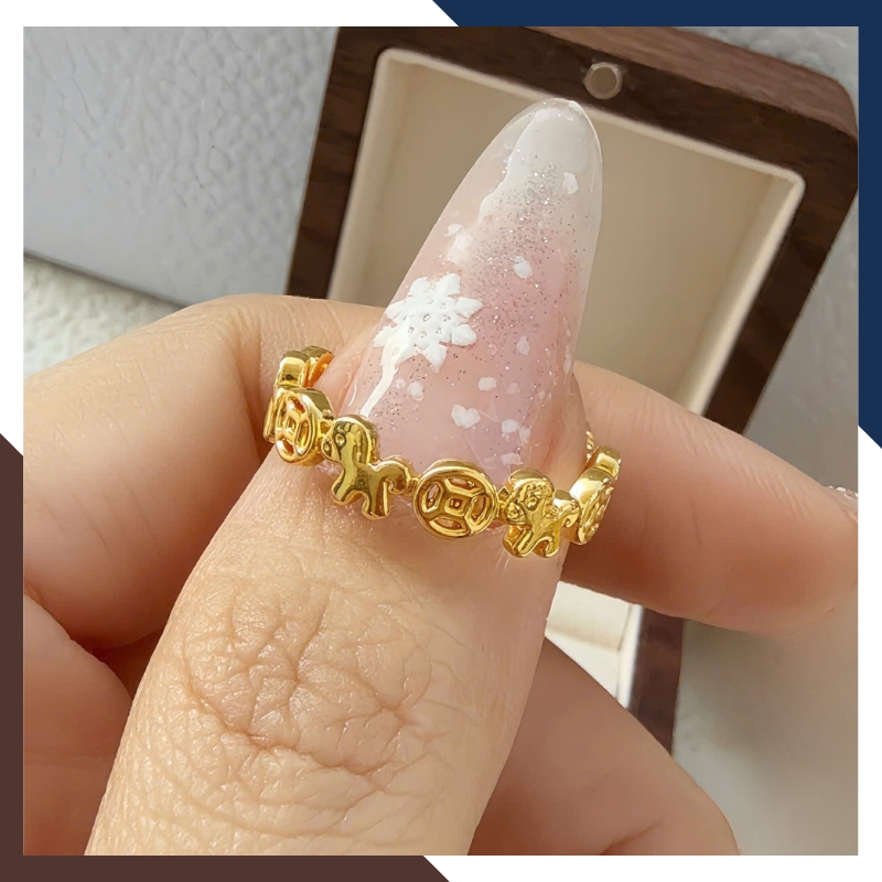 Cảm giác đeo đầm tay của nhẫn vàng 24K NVNU443