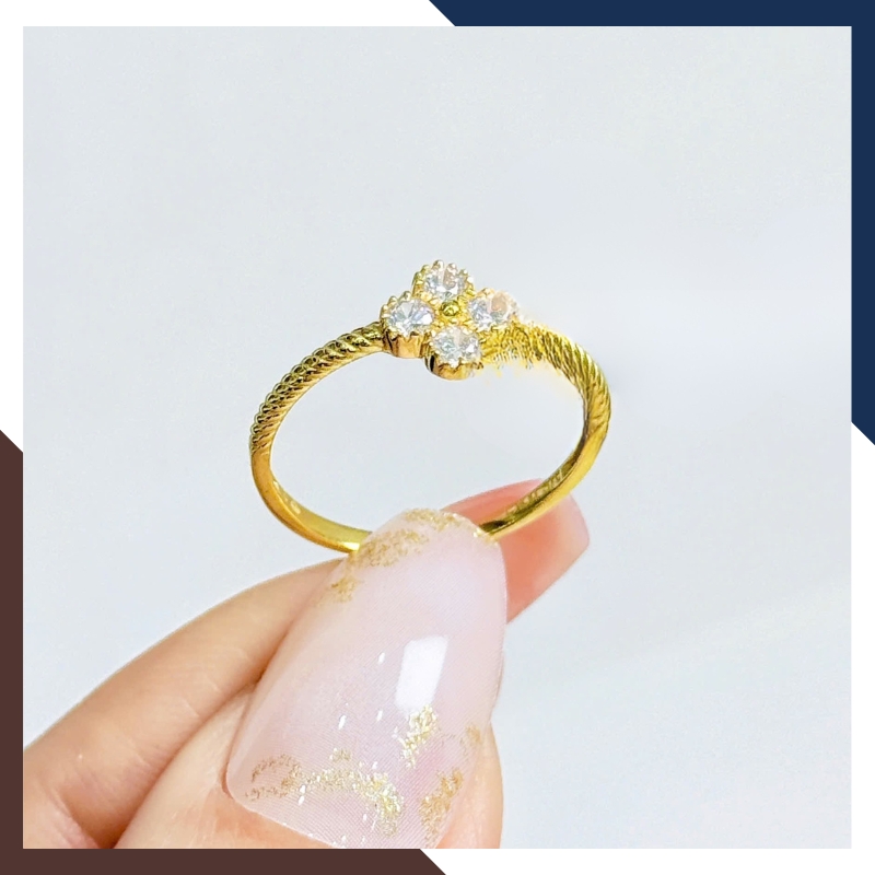 Nhẫn Vàng Cỏ 4 Lá Nhiều Mẫu Đẹp Cho Nữ NVN235 | Vàng Tây 10k