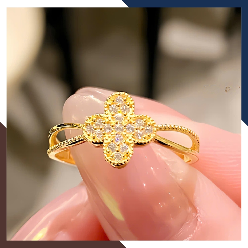 Nhẫn Vàng Cỏ 4 Lá Nhiều Mẫu Đẹp Cho Nữ NVN235 | Vàng Tây 10k