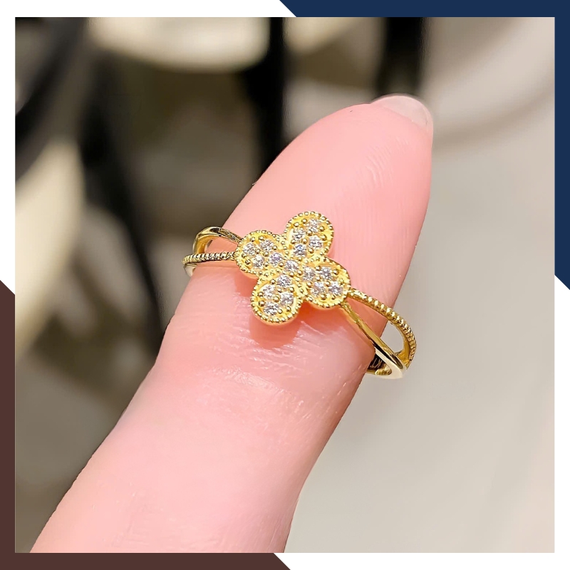 Nhẫn Vàng Cỏ 4 Lá Nhiều Mẫu Đẹp Cho Nữ NVN235 | Vàng Tây 10k