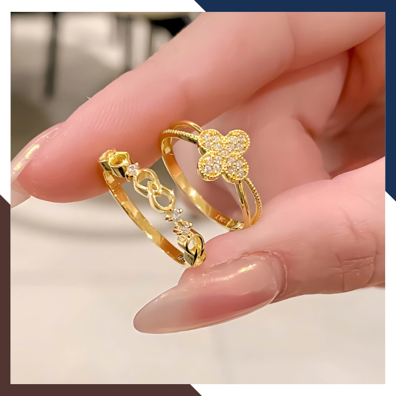 Nhẫn Vàng Cỏ 4 Lá Nhiều Mẫu Đẹp Cho Nữ NVN235 | Vàng Tây 10k