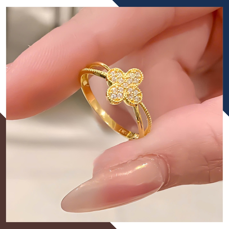 Nhẫn Vàng Cỏ 4 Lá Nhiều Mẫu Đẹp Cho Nữ NVN235 | Vàng Tây 10k