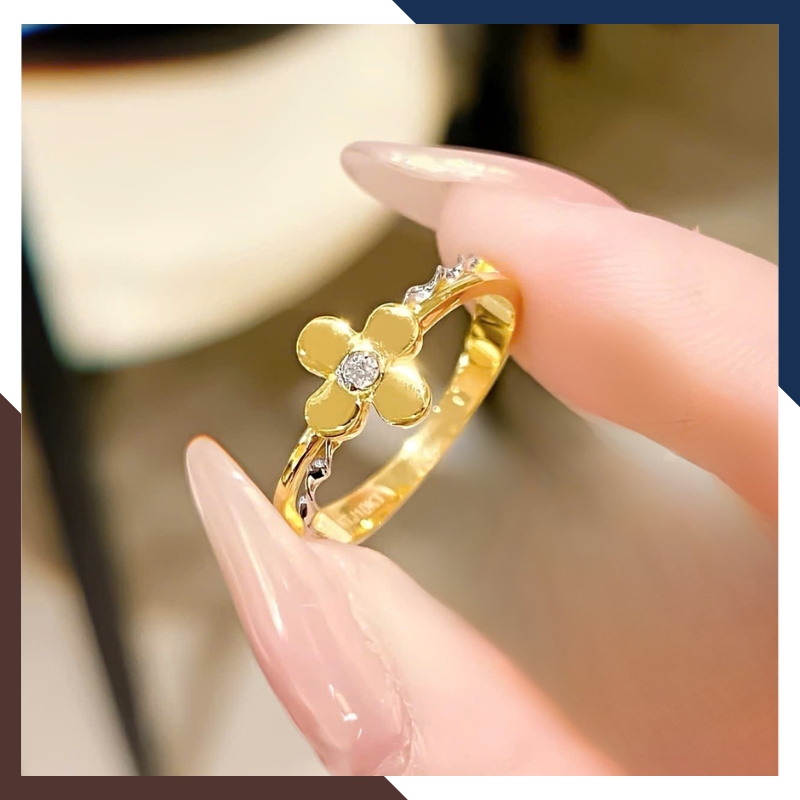 Nhẫn Vàng Cỏ 4 Lá Nhiều Mẫu Đẹp Cho Nữ NVN235 | Vàng Tây 10k