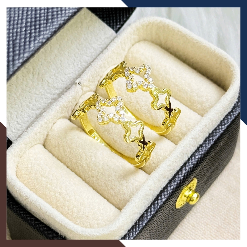 Nhẫn Vàng Cỏ 4 Lá Nhiều Mẫu Đẹp Cho Nữ NVN235 | Vàng Tây 10k