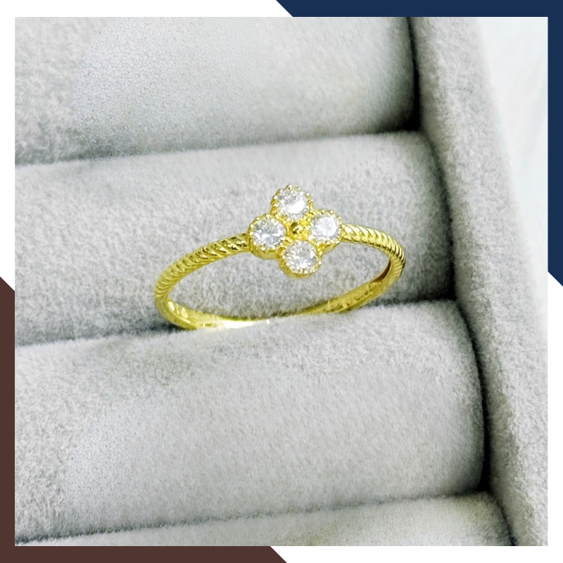 Nhẫn Vàng Cỏ 4 Lá Nhiều Mẫu Đẹp Cho Nữ NVN235 | Vàng Tây 10k