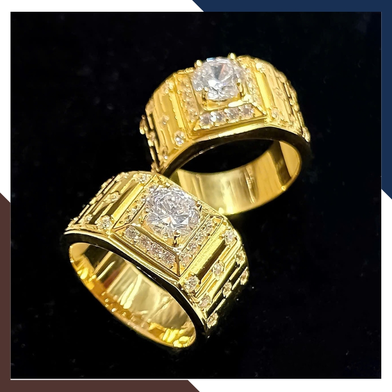 Nhẫn Vàng Tây Nam 10k 1 Chỉ NVNA31 Đính Hột Đá Trắng Đẹp