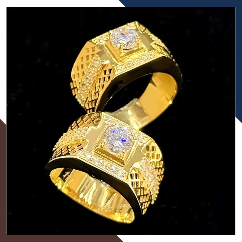 Nhẫn Vàng Tây Nam 10k 1 Chỉ NVNA31 Đính Hột Đá Trắng Đẹp