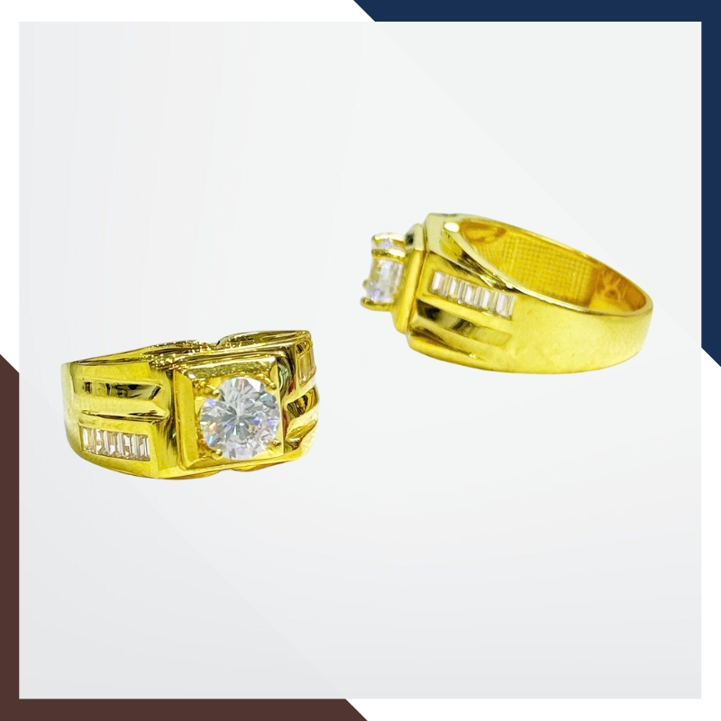 Nhẫn Vàng Nam 10K Đính Đá CZ Mặt Vuông Sang Trọng NVNA117