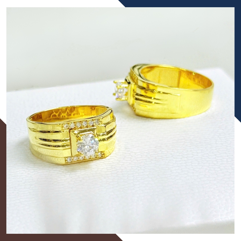 Nhẫn Vàng Nam 10K Đính Đá CZ Mặt Vuông Sang Trọng NVNA117