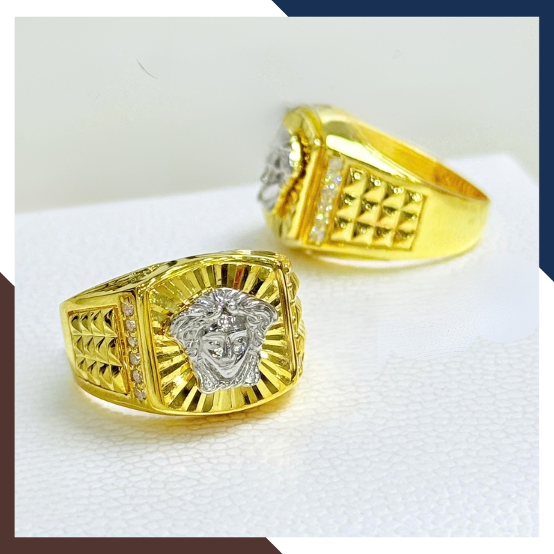 Nhẫn Vàng Nam 10k Mặt VERSACE Mã NVNA116 – Mạnh Mẽ, Nam Tính