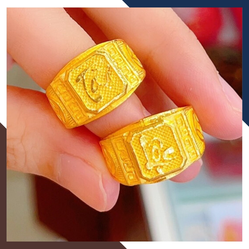 Nhẫn Vàng Nam 24k 9999 2 Chỉ Mặt Chữ Phước - Tài - Lộc Mã NVNA18