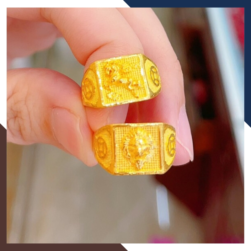Nhẫn Vàng Nam 24k 9999 2 Chỉ Mặt Chữ Phước - Tài - Lộc Mã NVNA18
