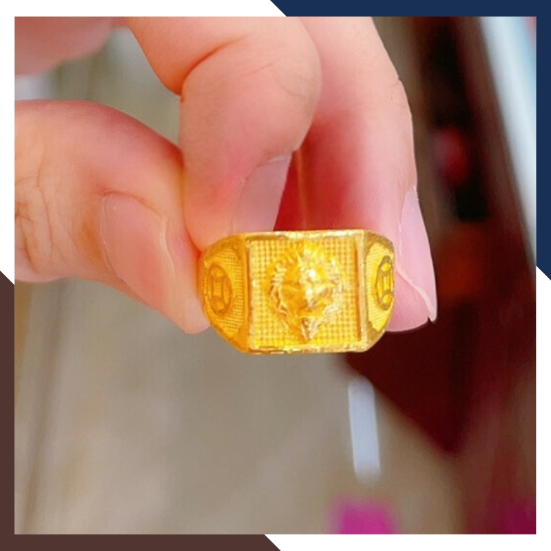 Nhẫn Vàng Nam 24k 9999 2 Chỉ Mặt Chữ Phước - Tài - Lộc Mã NVNA18