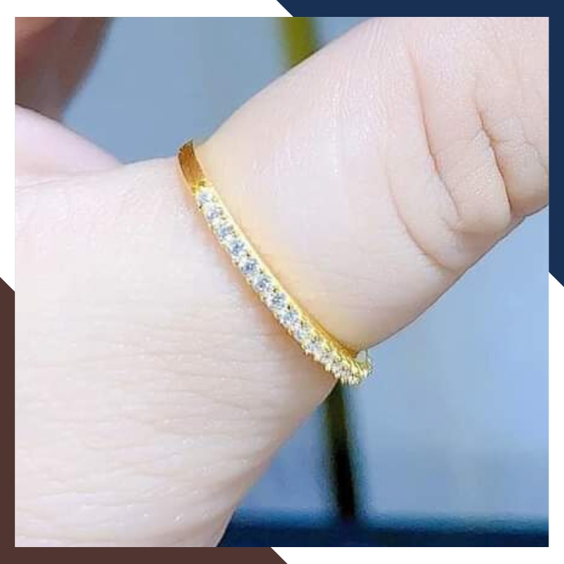 Nhẫn Vàng Nữ Đính 1 Hàng Đá Lấp Lánh NVN212 | Vàng Tây 10k