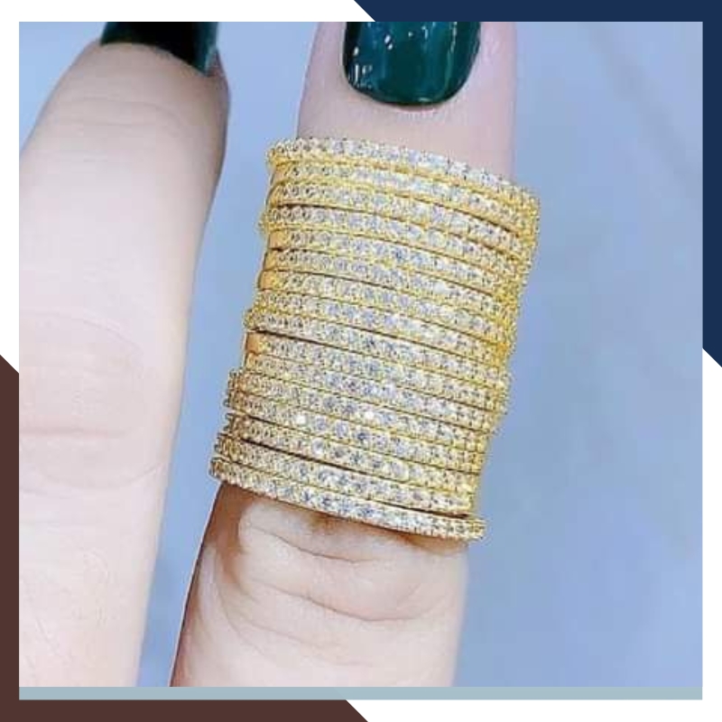 Nhẫn Vàng Nữ Đính 1 Hàng Đá Lấp Lánh NVN212 | Vàng Tây 10k