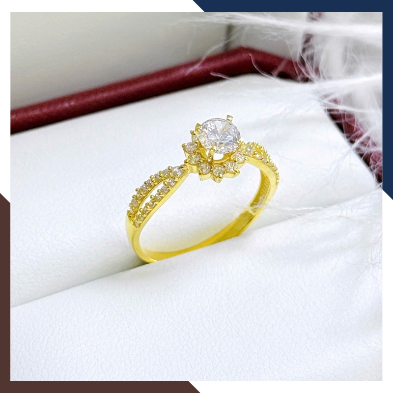 Nhẫn Vàng Nữ Đính Đá Tặng Người Yêu, Nhẫn Đính Hôn Vàng Tây 10k NVN197