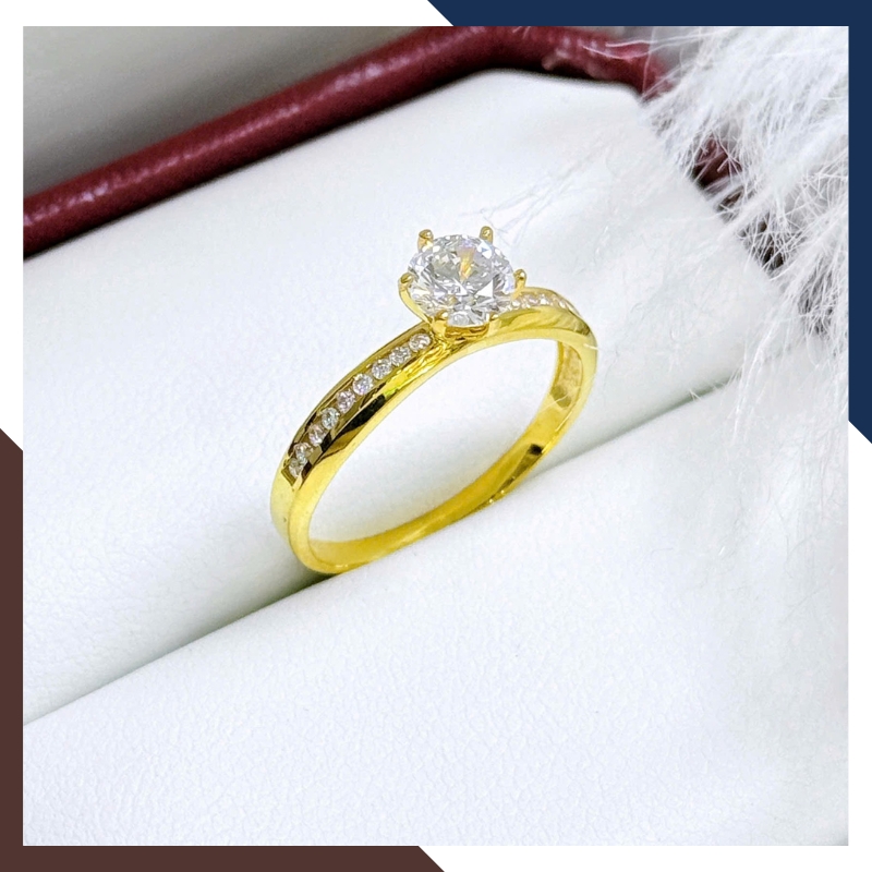 Nhẫn Vàng Nữ Đính Đá Tặng Người Yêu, Nhẫn Đính Hôn Vàng Tây 10k NVN197