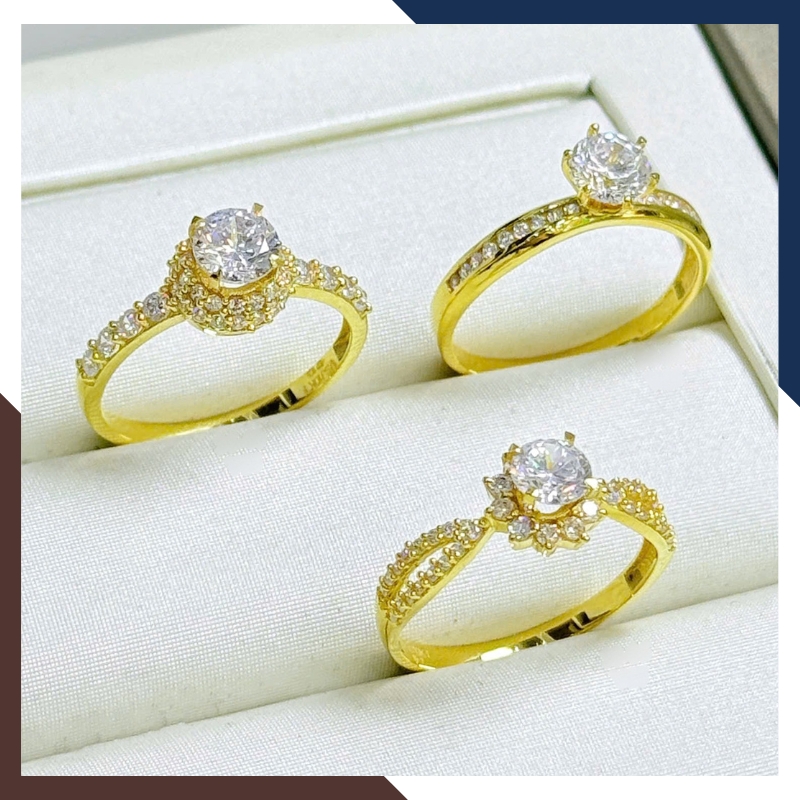 Nhẫn Vàng Nữ Đính Đá Tặng Người Yêu, Nhẫn Đính Hôn Vàng Tây 10k NVN197