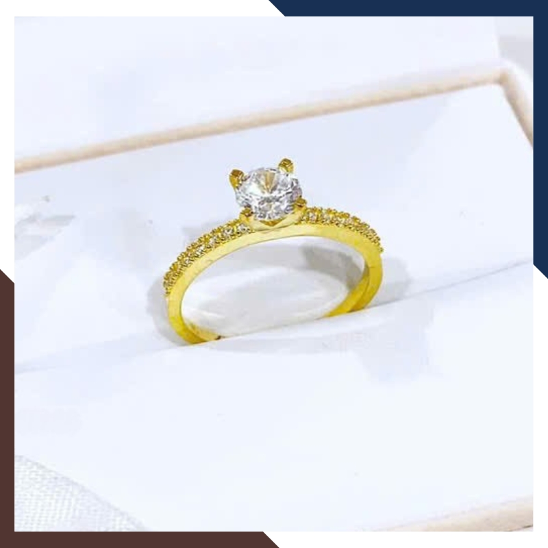 Nhẫn Vàng Nữ Đính Đá Tặng Người Yêu, Nhẫn Đính Hôn Vàng Tây 10k NVN197