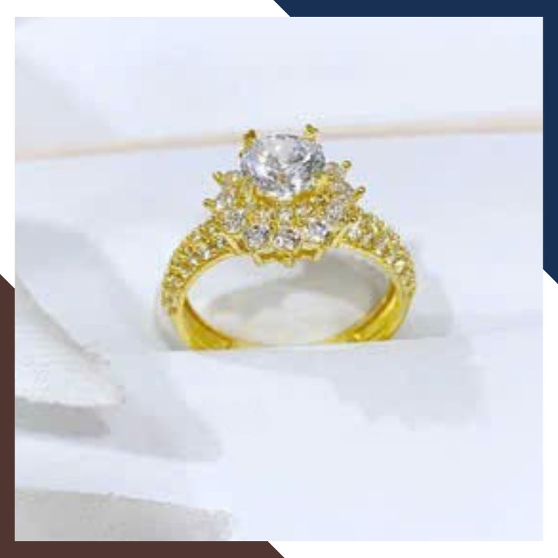 Nhẫn Vàng Nữ Đính Đá Tặng Người Yêu, Nhẫn Đính Hôn Vàng Tây 10k NVN197