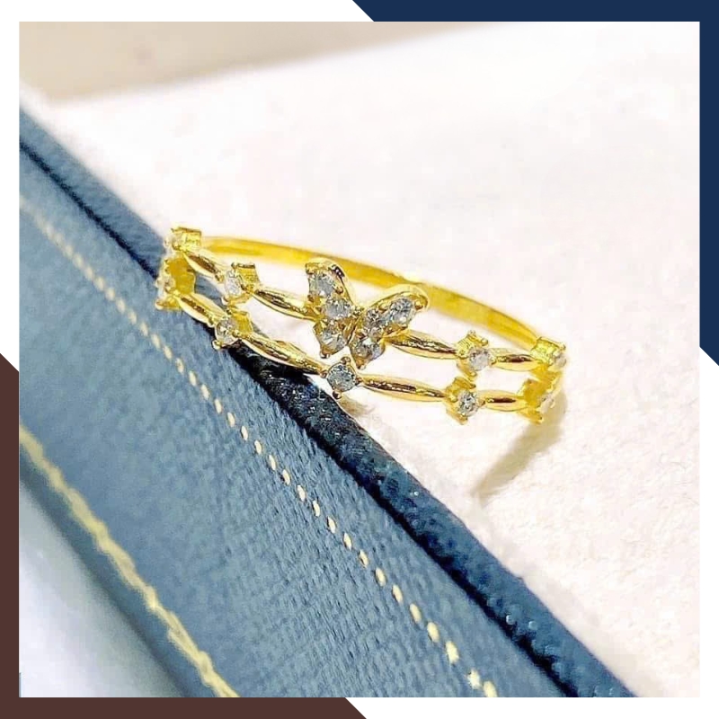 Nhẫn vàng tây nữ 10k hình bướm bản mảnh hợp đeo ngón trỏ