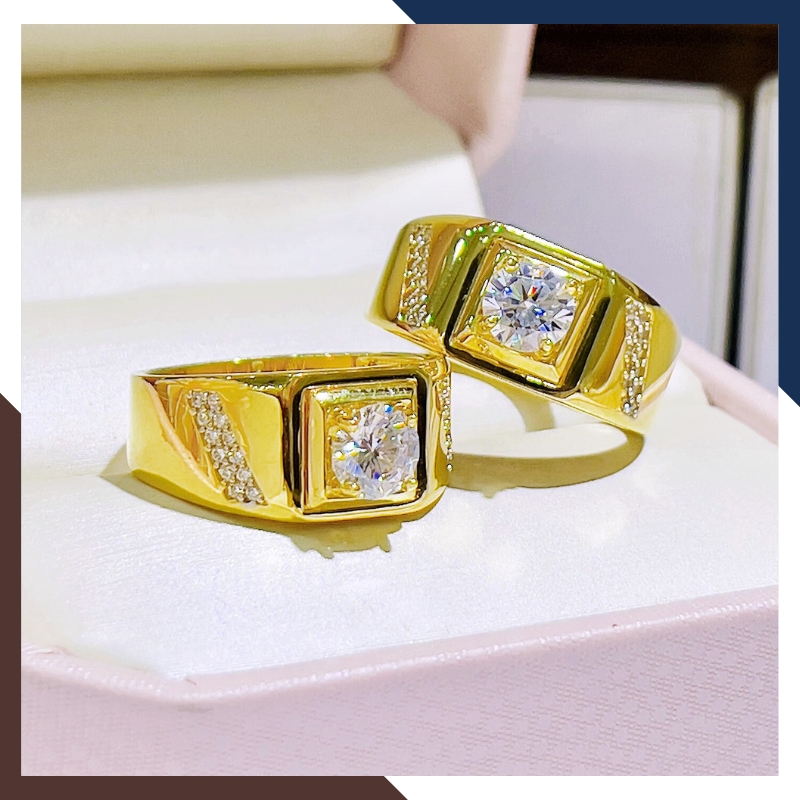 Nhẫn vàng tây nam 10k 1 chỉ đính hột đá trắng đẹp NVNA15