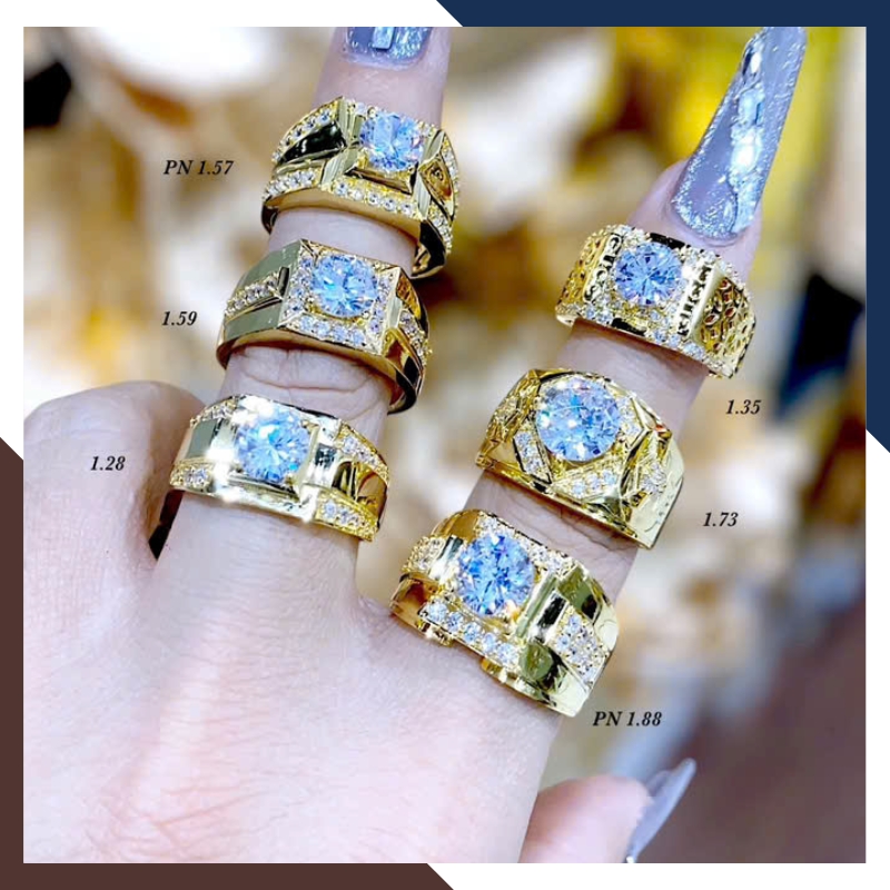 Nhẫn Vàng Tây Nam 10k 1 Chỉ Đính Hột Đá Trắng Mã NVNA28