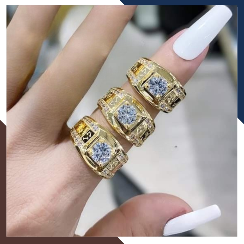 Nhẫn Vàng Tây Nam 10k 1 Chỉ Đính Hột Đá Trắng Mã NVNA28