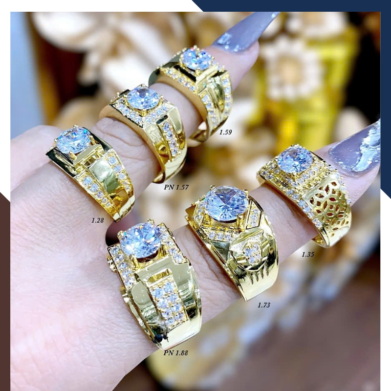 Nhẫn Vàng Tây Nam 10k 1 Chỉ Đính Hột Đá Trắng Mã NVNA28