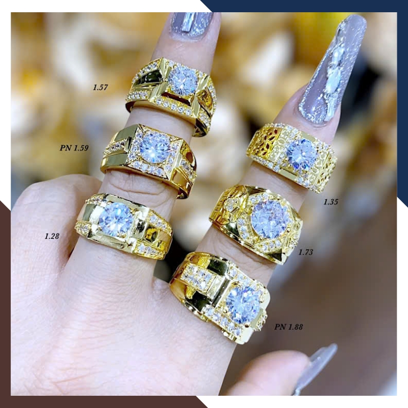 Nhẫn Vàng Tây Nam 10k 1 Chỉ Đính Hột Đá Trắng Mã NVNA28