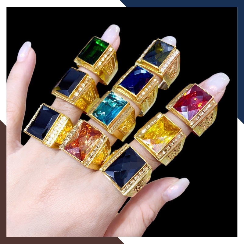 Nhẫn Vàng Tây Nam 10k Đính Đá Phong Thuỷ Hợp Mệnh Kim, Mộc, Thuỷ, Hoả, Thổ Mã NVNA80