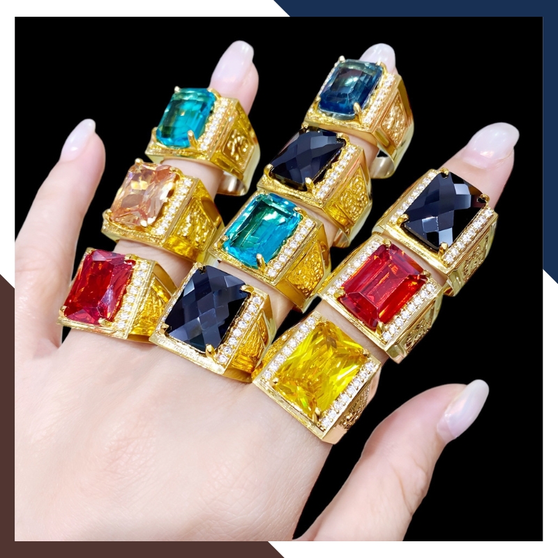 Nhẫn Vàng Tây Nam 10k Đính Đá Phong Thuỷ Hợp Mệnh Kim, Mộc, Thuỷ, Hoả, Thổ Mã NVNA80