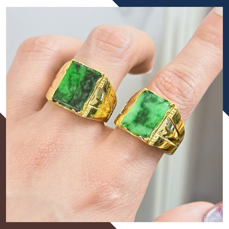 Nhẫn Vàng Tây Nam 10k Đính Đá Phong Thuỷ Màu Xanh/ Đỏ/ Đen/ Vàng NVNA85