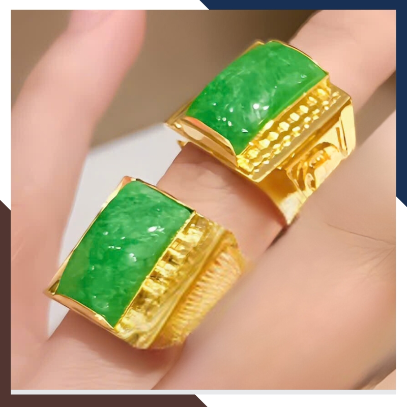 Nhẫn Vàng Tây Nam 10k Đính Đá Phong Thuỷ Màu Xanh/ Đỏ/ Đen/ Vàng NVNA85