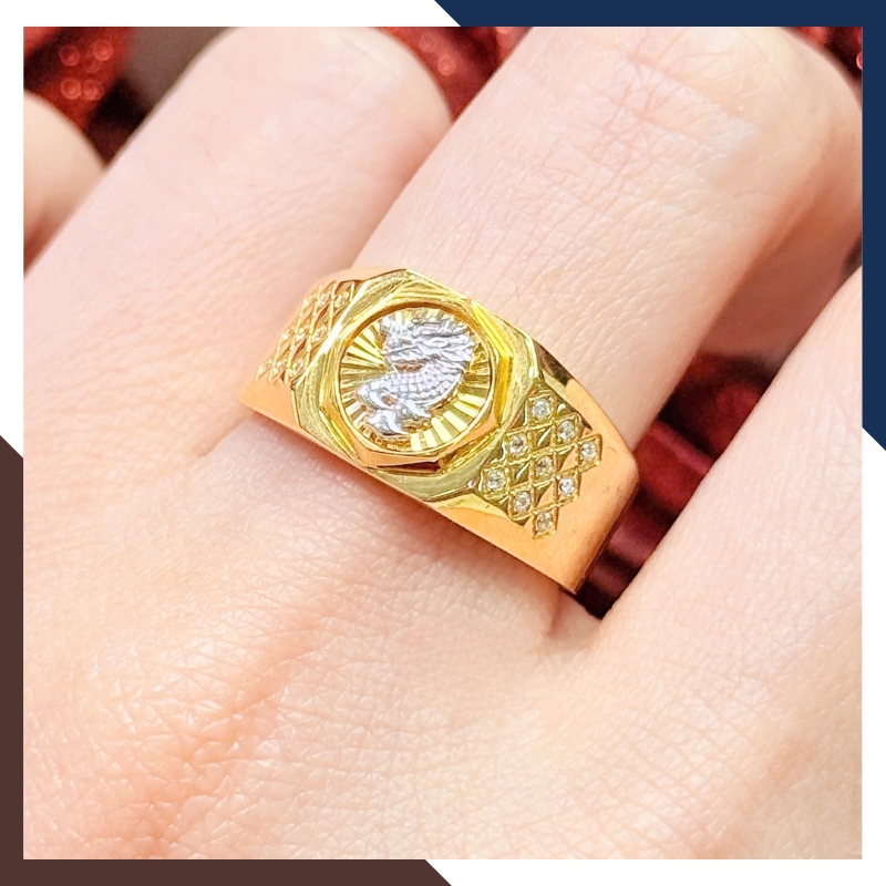 Nhẫn Vàng Tây Nam 10K Mặt Mặt Rồng Cá Tính Mã NVNA113