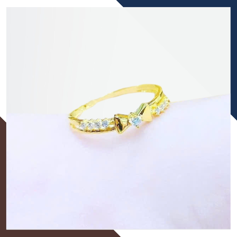 Nhẫn vàng tây nữ 10k NVN299 bản mỏng hình nơ