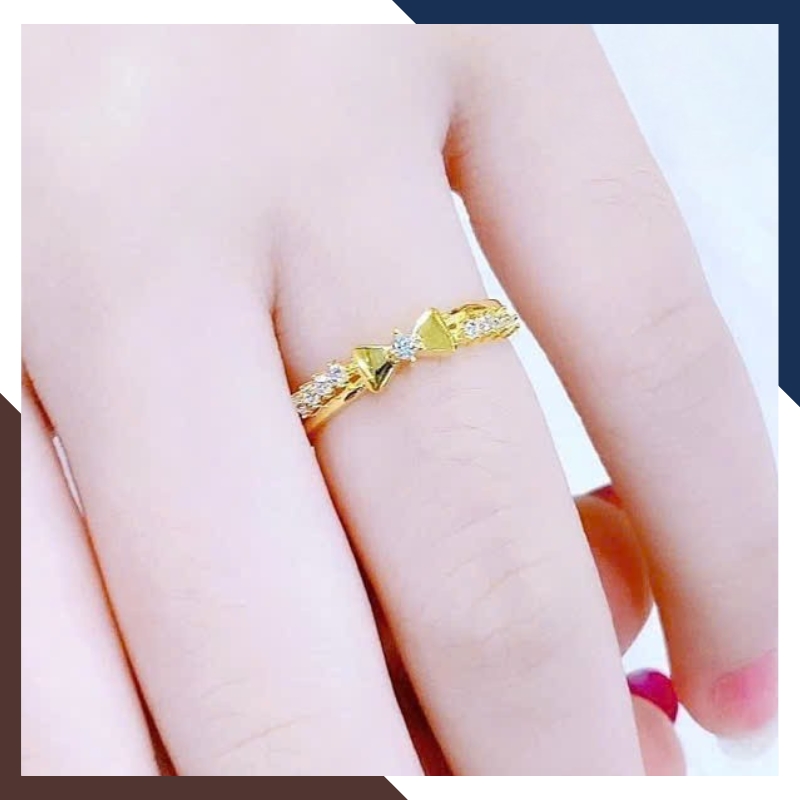 Nhẫn vàng tây nữ 10k NVN299 bản mỏng hình nơ