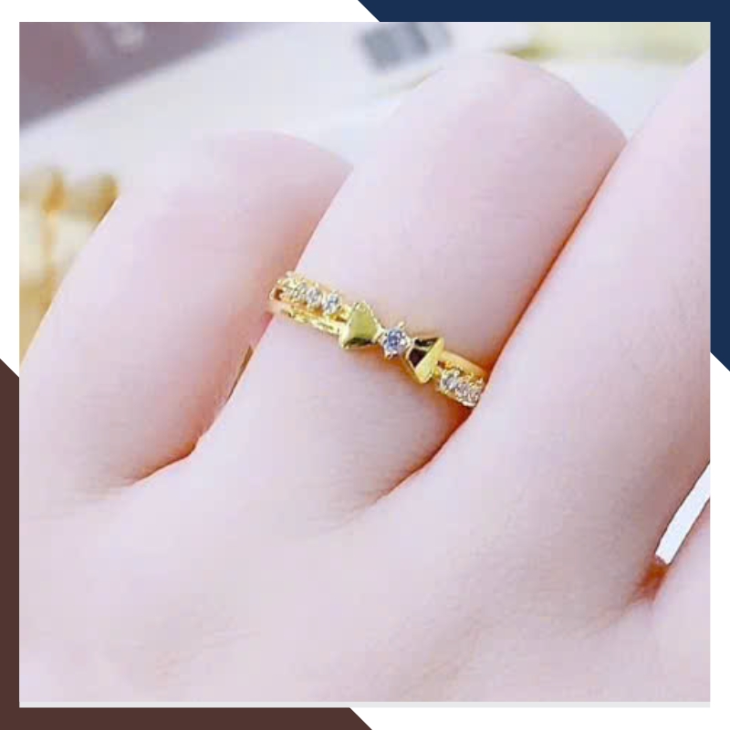 Nhẫn vàng tây nữ 10k NVN299 bản mỏng hình nơ