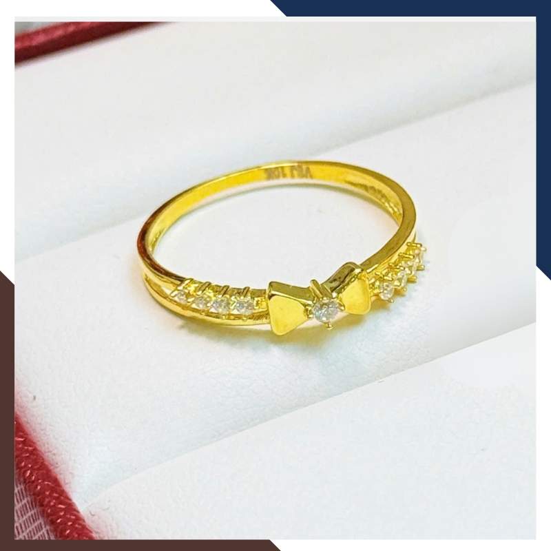 Nhẫn vàng tây nữ 10k NVN299 bản mỏng hình nơ