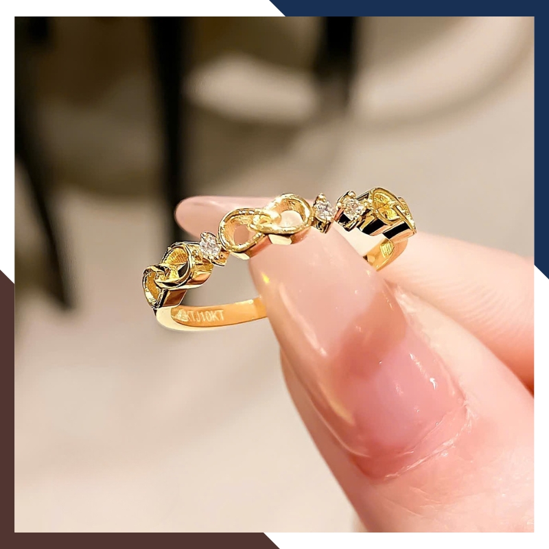 Nhẫn Vàng Tây Nữ 10k Bản Mỏng Vô Cực – Layering Thời Trang