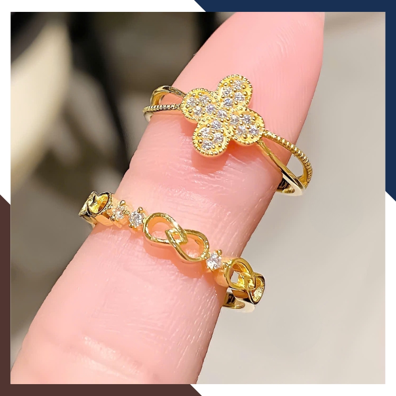 Nhẫn Vàng Tây Nữ 10k Bản Mỏng Vô Cực – Layering Thời Trang